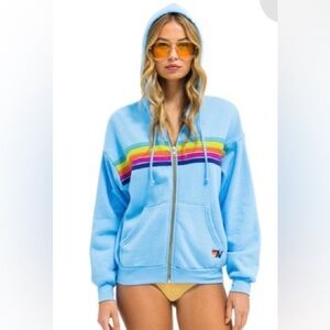 Aviator Nation 5 Stripe Relaxed Hoodie size small